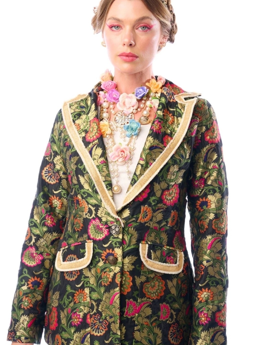 Aratta Renaissance Silk Jacquard Blazer/Jacket in Black